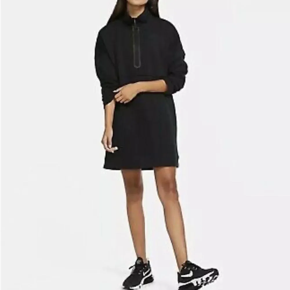 Nike Tech Fleece Black Zip Neck Dress
